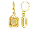 13.16 Carat (ctw) Octagon Citrine and White Topaz Dangle Earrings in Sterling Silver